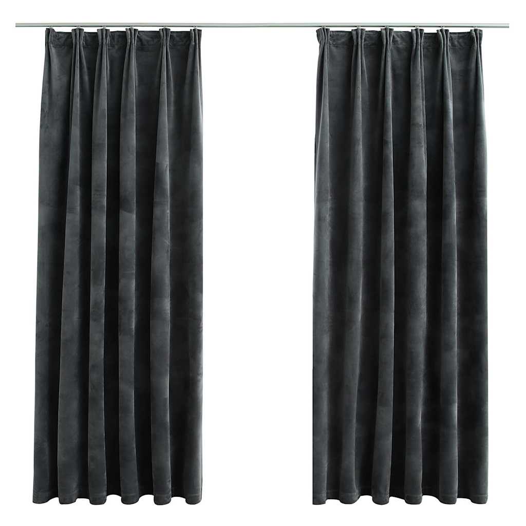 vidaXL Blackout Curtains 2 pcs with Hooks Velvet Anthracite 140x175 cm 2
