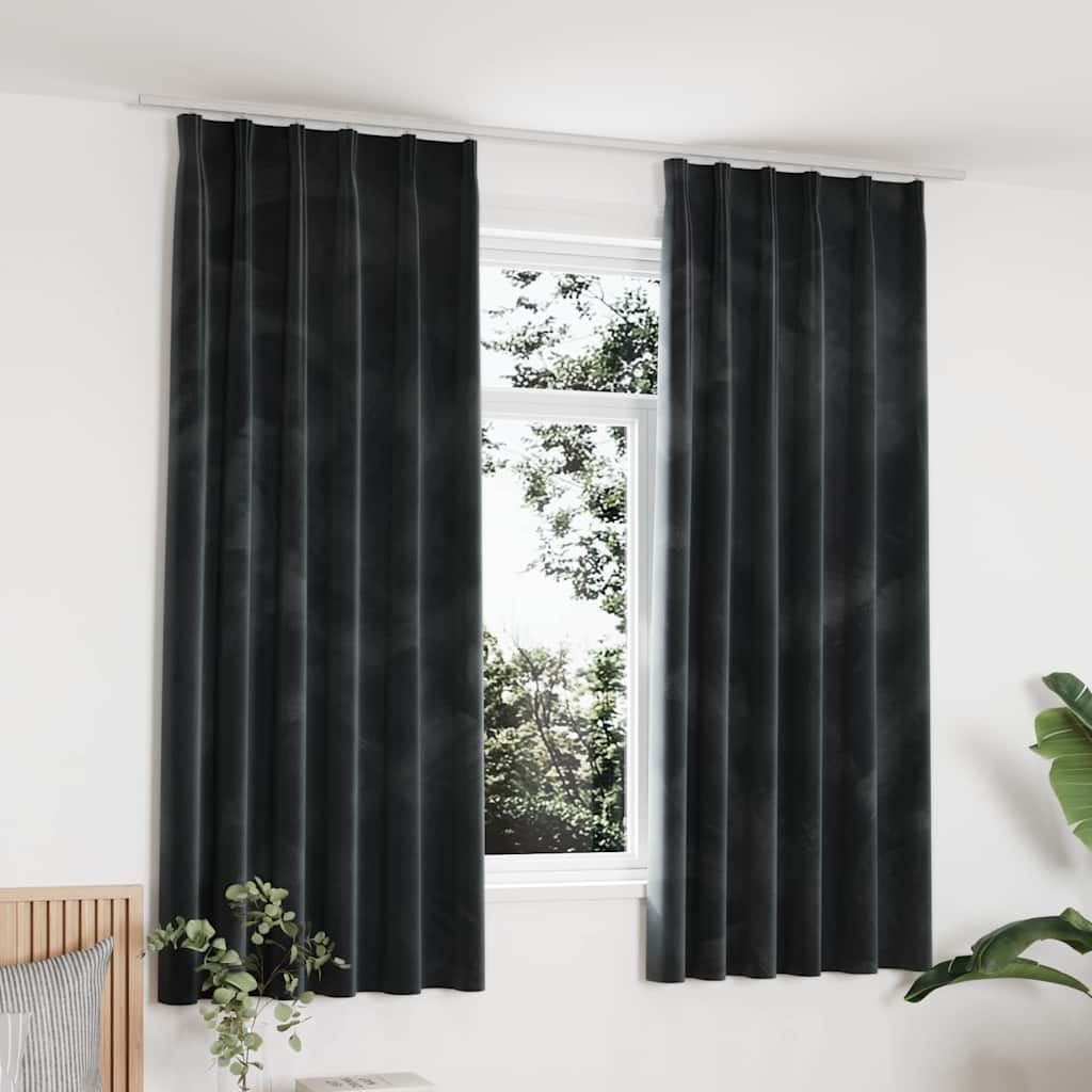 vidaXL Blackout Curtains 2 pcs with Hooks Velvet Anthracite 140x175 cm 1