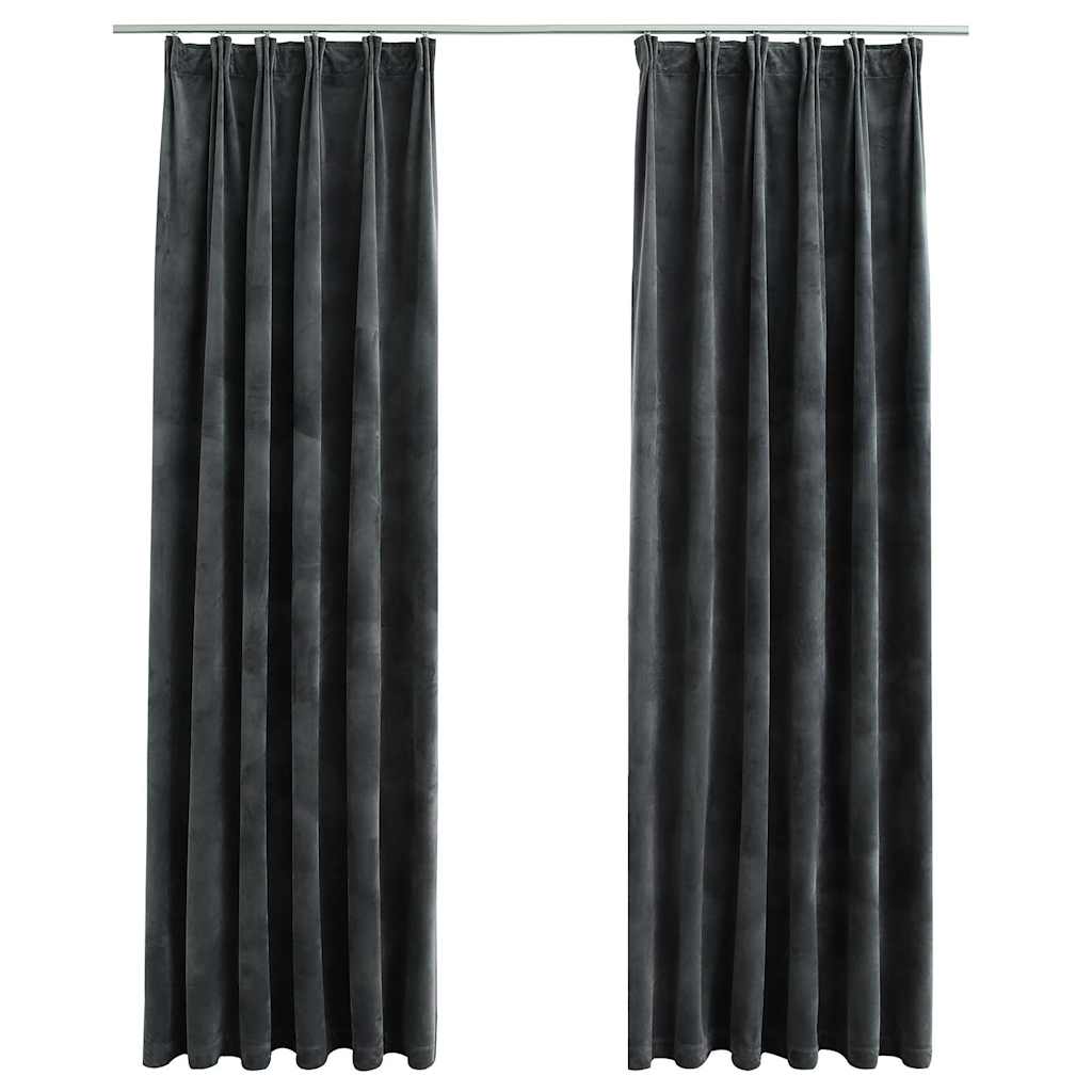 vidaXL Blackout Curtains 2 pcs with Hooks Velvet Anthracite 140x225 cm 2