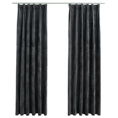 vidaXL Blackout Curtains 2 pcs with Hooks Velvet Anthracite 140x225 cm 2