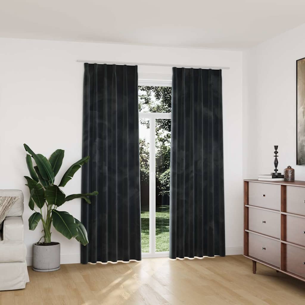 vidaXL Blackout Curtains 2 pcs with Hooks Velvet Anthracite 140x225 cm 1