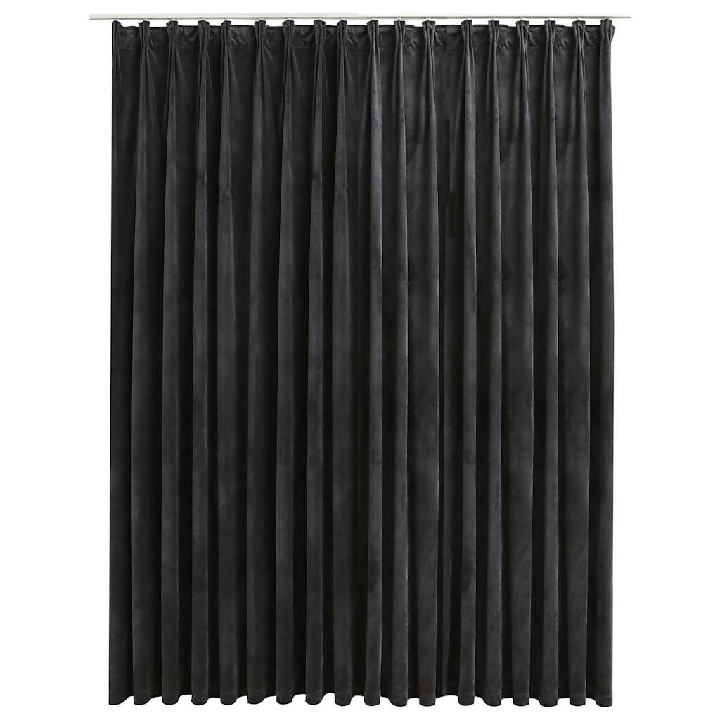 vidaXL Blackout Curtain with Hooks Velvet Anthracite 290x245 cm 2