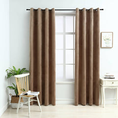 vidaXL Blackout Curtains with Rings 2 pcs Velvet Beige 140x175 cm 1