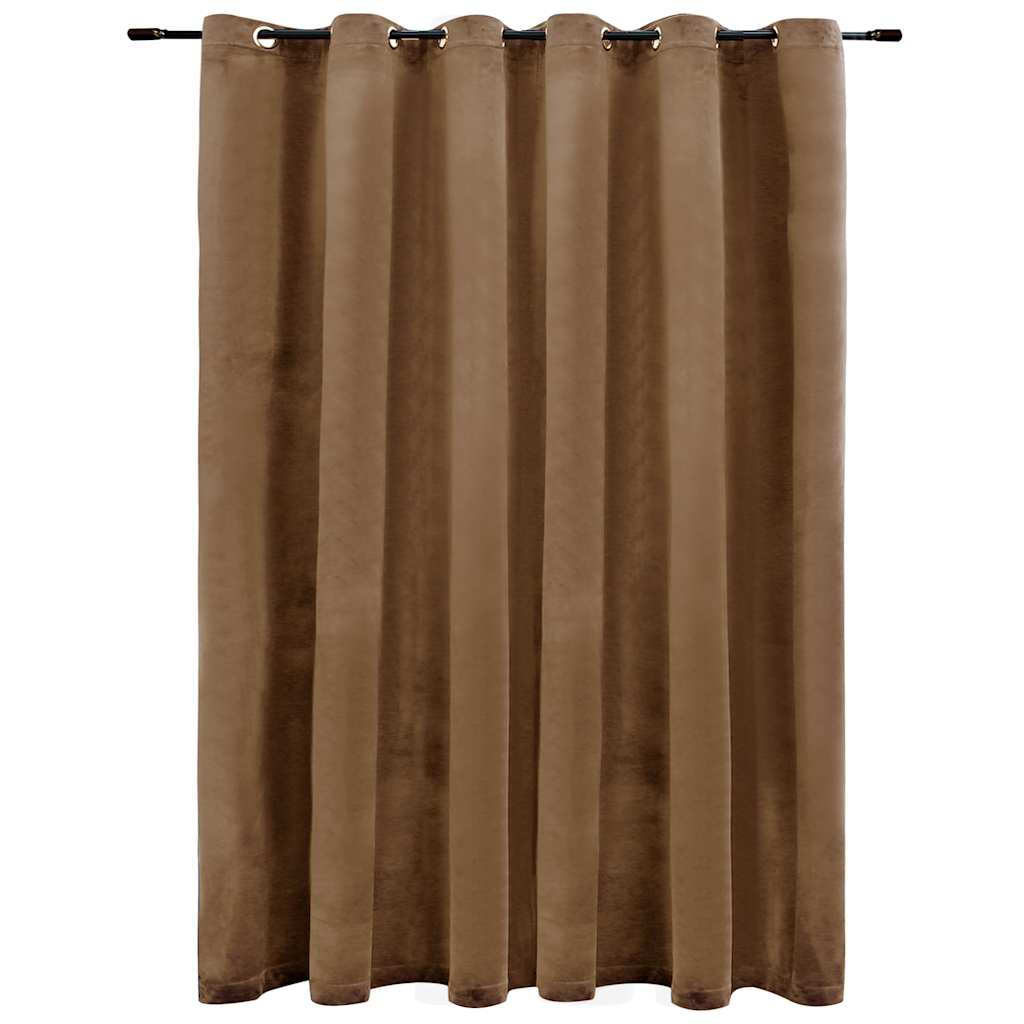 vidaXL Blackout Curtain with Metal Rings Velvet Beige 290x245 cm 2