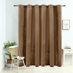 vidaXL Blackout Curtain with Metal Rings Velvet Beige 290x245 cm 1