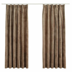 vidaXL Blackout Curtains 2 pcs with Hooks Velvet Beige 140x175 cm 2