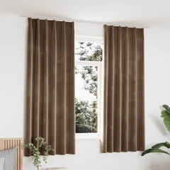 vidaXL Blackout Curtains 2 pcs with Hooks Velvet Beige 140x175 cm 1