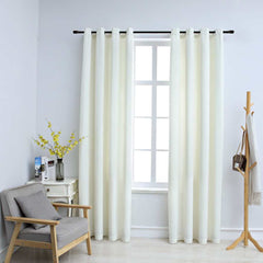 vidaXL Blackout Curtains with Rings 2 pcs Velvet Cream 140x225 cm 1