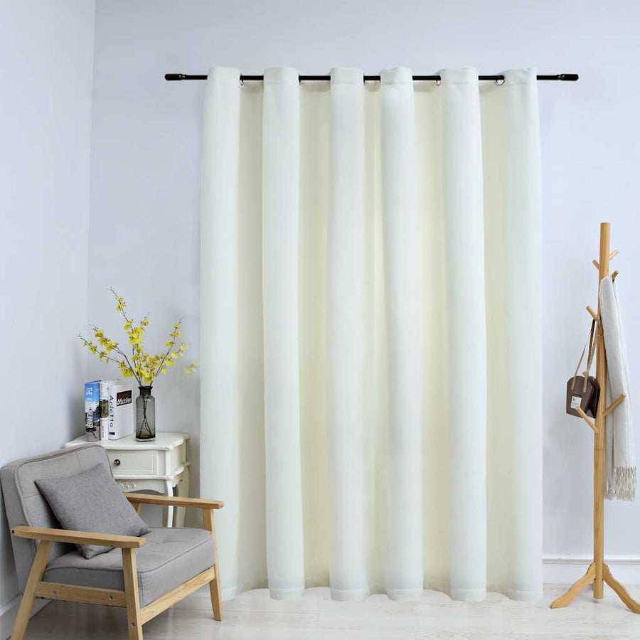 134515 vidaXL Blackout Curtain with Metal Rings Velvet Cream 290x245 cm 1