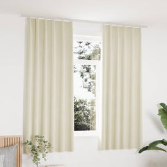 vidaXL Blackout Curtains 2 pcs with Hooks Velvet Cream 140x175 cm 1