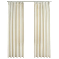 vidaXL Blackout Curtains 2 pcs with Hooks Velvet Cream 140x225 cm 2