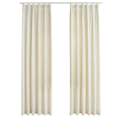 vidaXL Blackout Curtains 2 pcs with Hooks Velvet Cream 140x245 cm 2