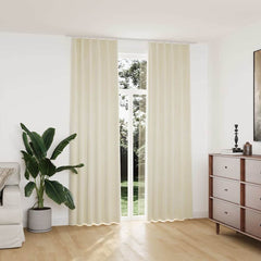 vidaXL Blackout Curtains 2 pcs with Hooks Velvet Cream 140x245 cm 1