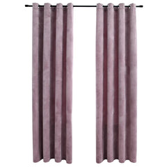 vidaXL Blackout Curtains with Rings 2pcs Velvet Antique Pink 140x225cm 2