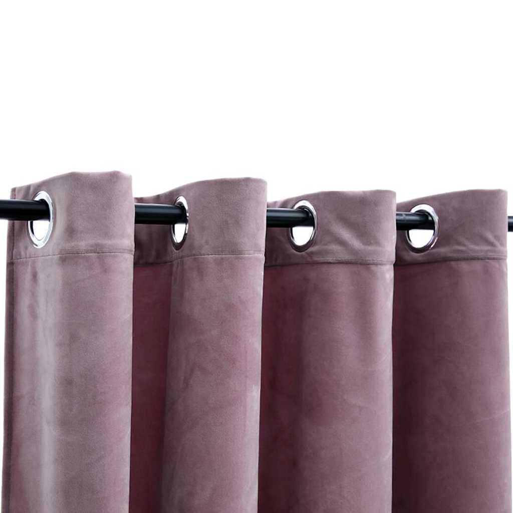 vidaXL Blackout Curtains with Rings 2pcs Velvet Antique Pink 140x225cm 3