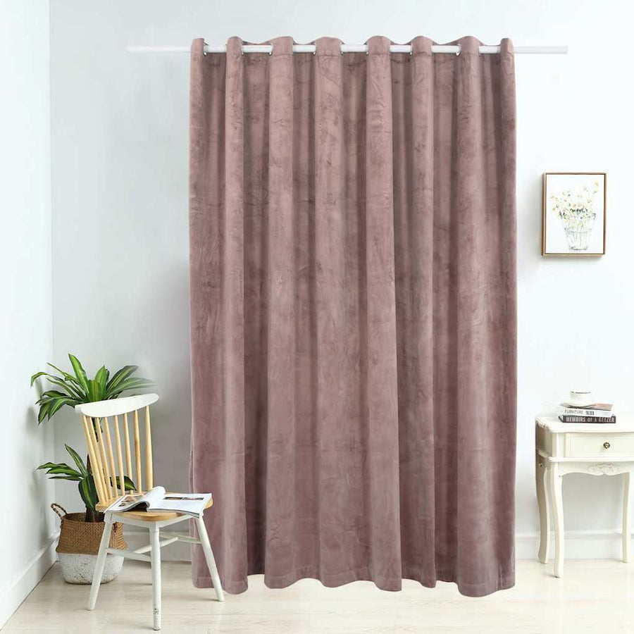 134523 vidaXL Blackout Curtain with Metal Rings Velvet Antique Pink 290x245 cm 1
