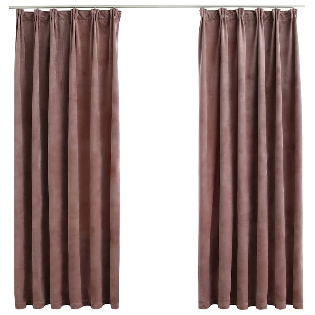 vidaXL Blackout Curtains 2pcs with Hooks Velvet Antique Pink 140x175cm 2