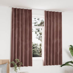 vidaXL Blackout Curtains 2pcs with Hooks Velvet Antique Pink 140x175cm 1