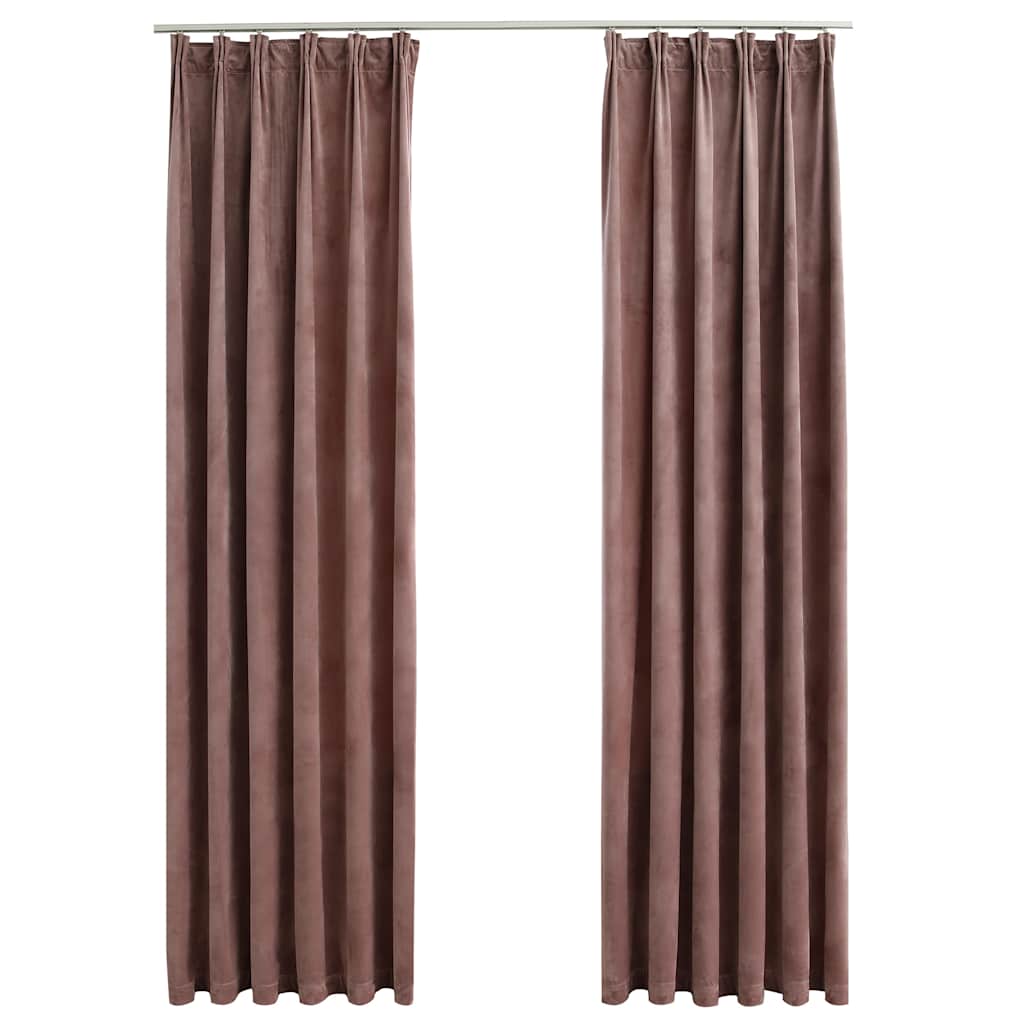 vidaXL Blackout Curtains 2pcs with Hooks Velvet Antique Pink 140x245cm 2