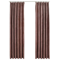 vidaXL Blackout Curtains 2pcs with Hooks Velvet Antique Pink 140x245cm 2