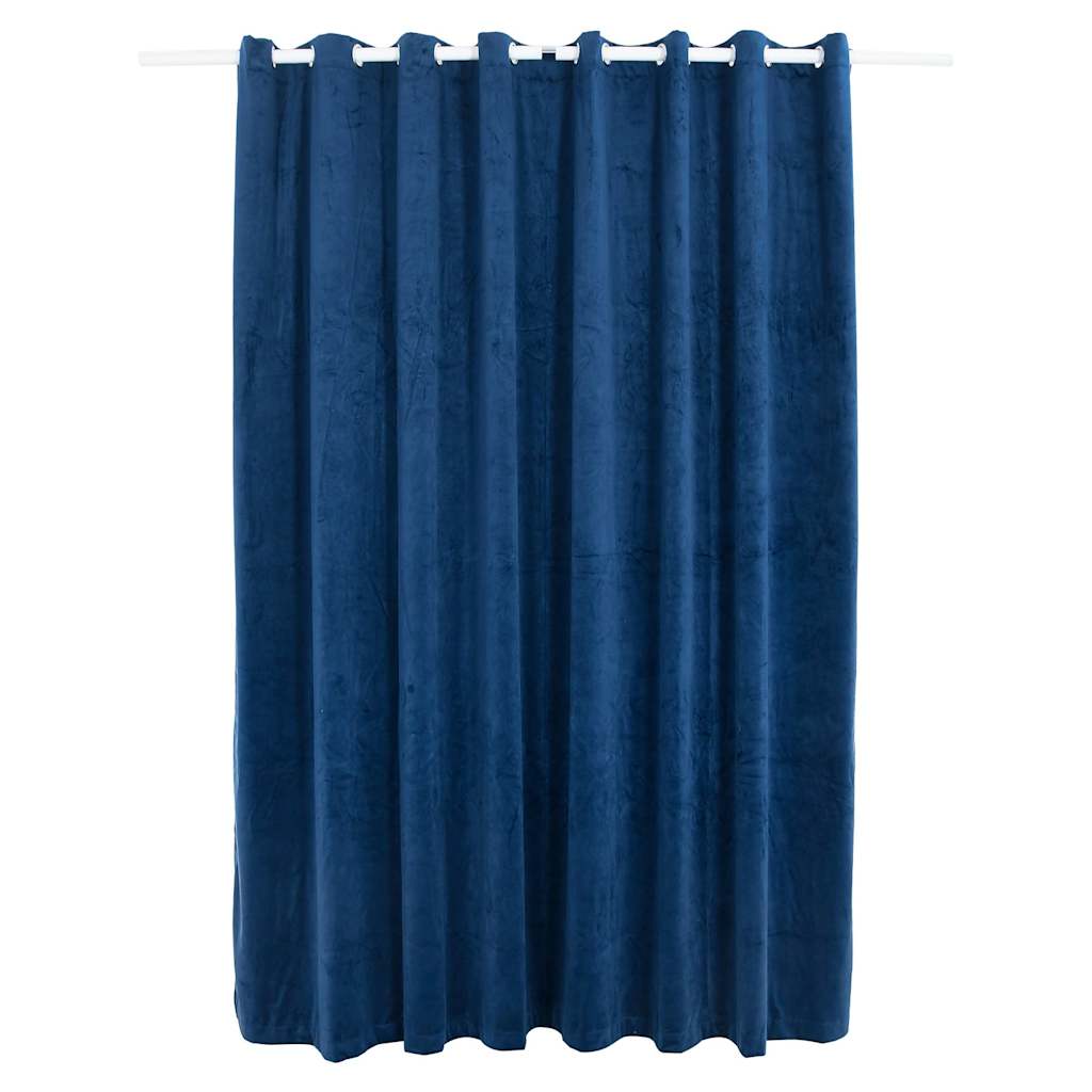 vidaXL Blackout Curtain with Metal Rings Velvet Dark Blue 290x245 cm 2