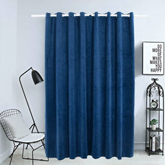 vidaXL Blackout Curtain with Metal Rings Velvet Dark Blue 290x245 cm 1