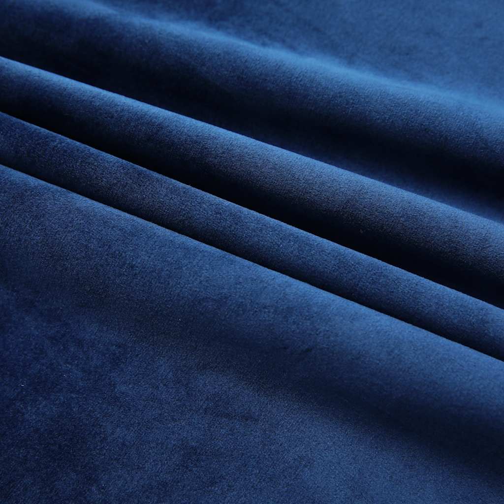 vidaXL Blackout Curtains 2 pcs with Hooks Velvet Dark Blue 140x225 cm 3