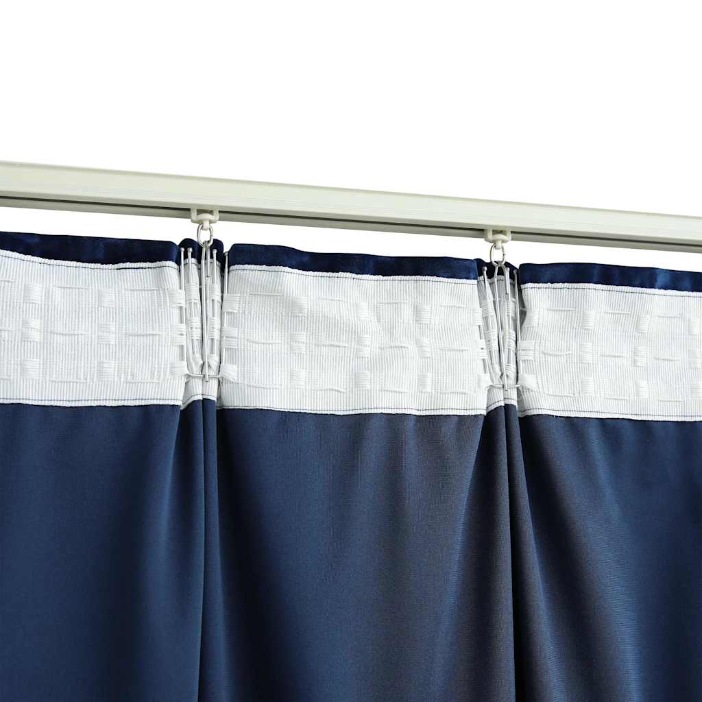 vidaXL Blackout Curtain with Hooks Velvet Dark Blue 290x245 cm 4
