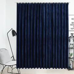 vidaXL Blackout Curtain with Hooks Velvet Dark Blue 290x245 cm 1