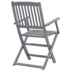 Folding Chairs Solid Acacia Wood with Armrest Grey 4