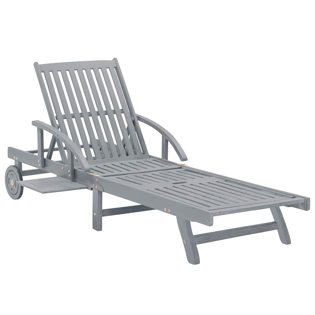 45939 vidaXL Garden Sun Lounger Grey Solid Acacia Wood 1