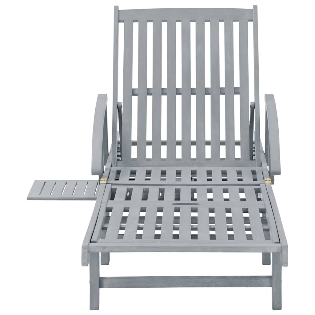 45939 vidaXL Garden Sun Lounger Grey Solid Acacia Wood 2