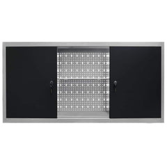 145366 vidaXL Wall Mounted Tool Cabinet Industrial Style Metal Grey and Black 3