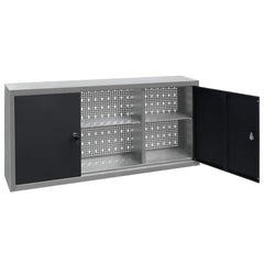 145366 vidaXL Wall Mounted Tool Cabinet Industrial Style Metal Grey and Black 4