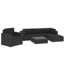 46745 vidaXL 6 Piece Garden Lounge Set with Cushions Poly Rattan Black 2