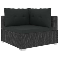 46745 vidaXL 6 Piece Garden Lounge Set with Cushions Poly Rattan Black 3
