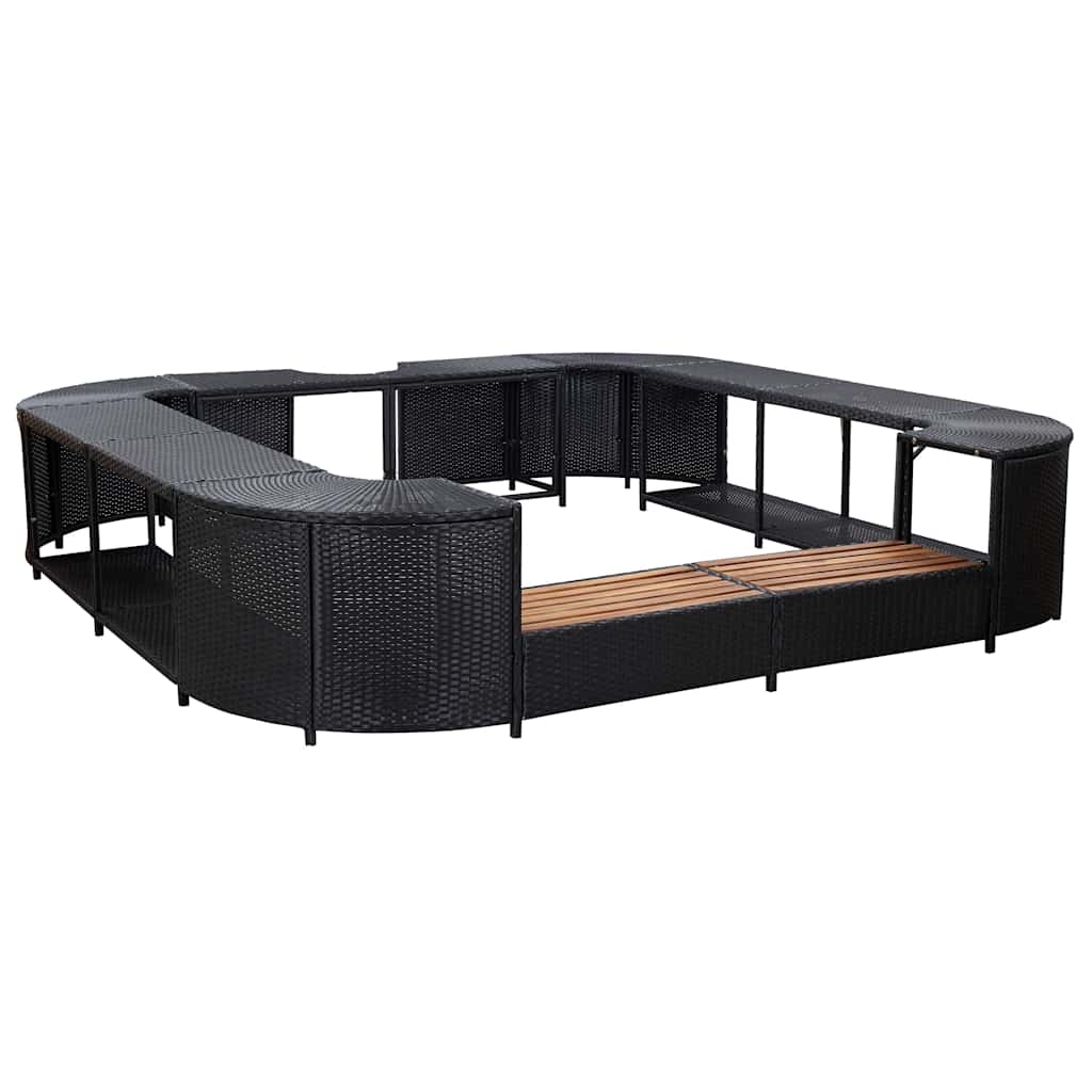 Square Spa Surround 268 x 268 x 55 cm Poly Rattan Black