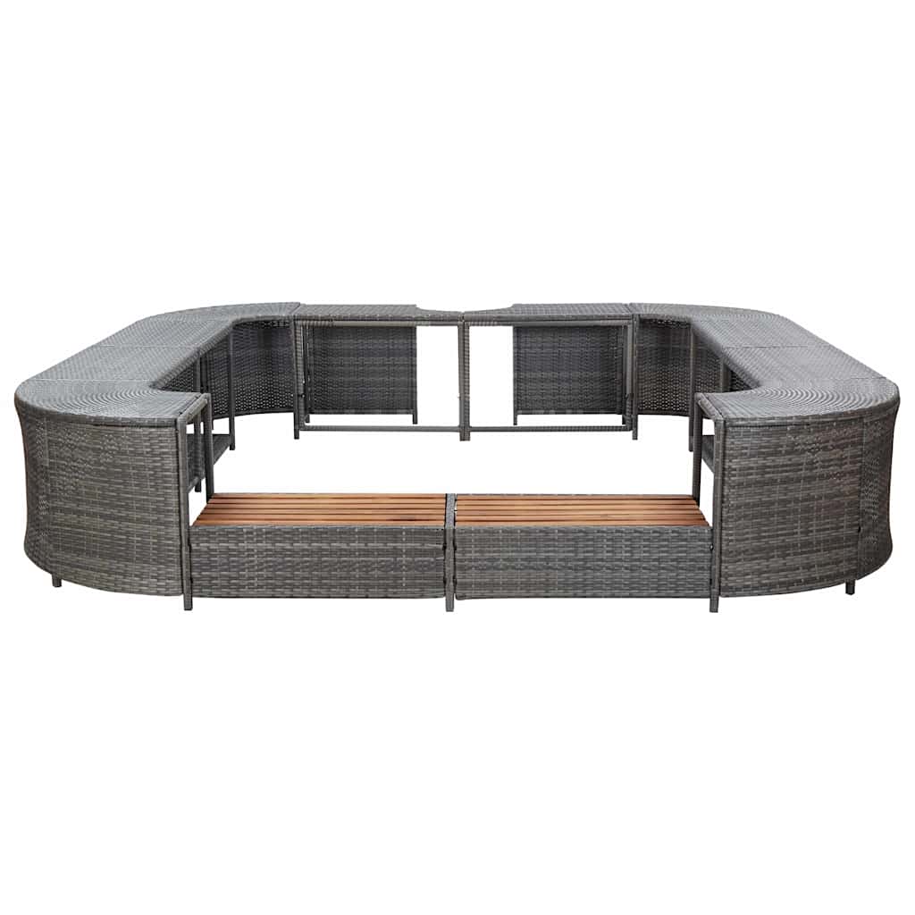 Square Spa Surround 268 x 268 x 55 cm Poly Rattan Grey