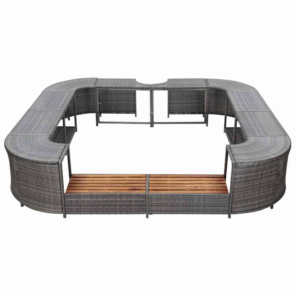 Square Spa Surround 268 x 268 x 55 cm Poly Rattan Grey