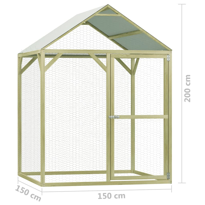 Chicken Cage 1.5x1.5x2 m Impregnated Pinewood