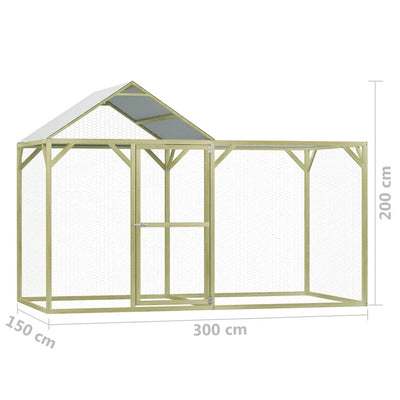 Chicken Cage 3x1.5x2 m Impregnated Pinewood