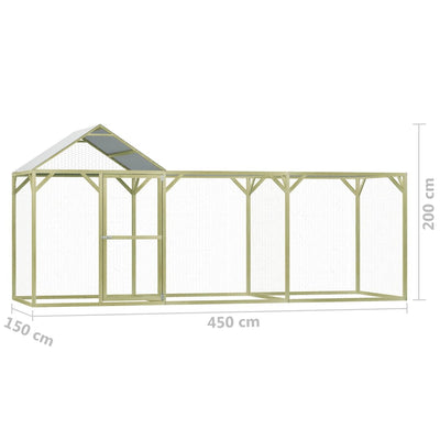 Chicken Cage 4.5x1.5x2 m Impregnated Pinewood