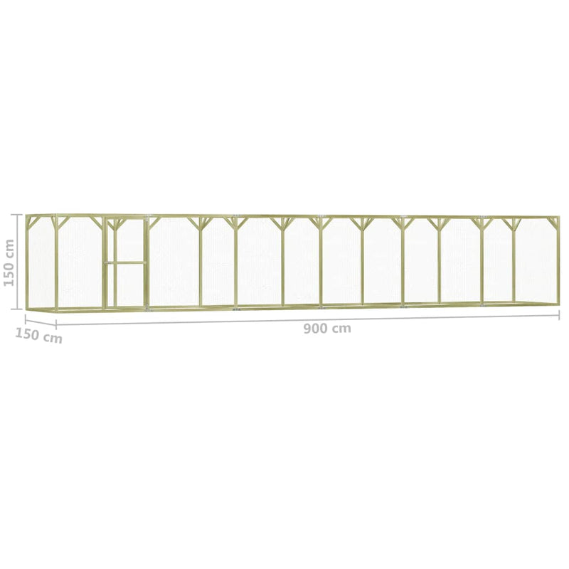 Chicken Cage 1.5x9x1.5 m Impregnated Pinewood