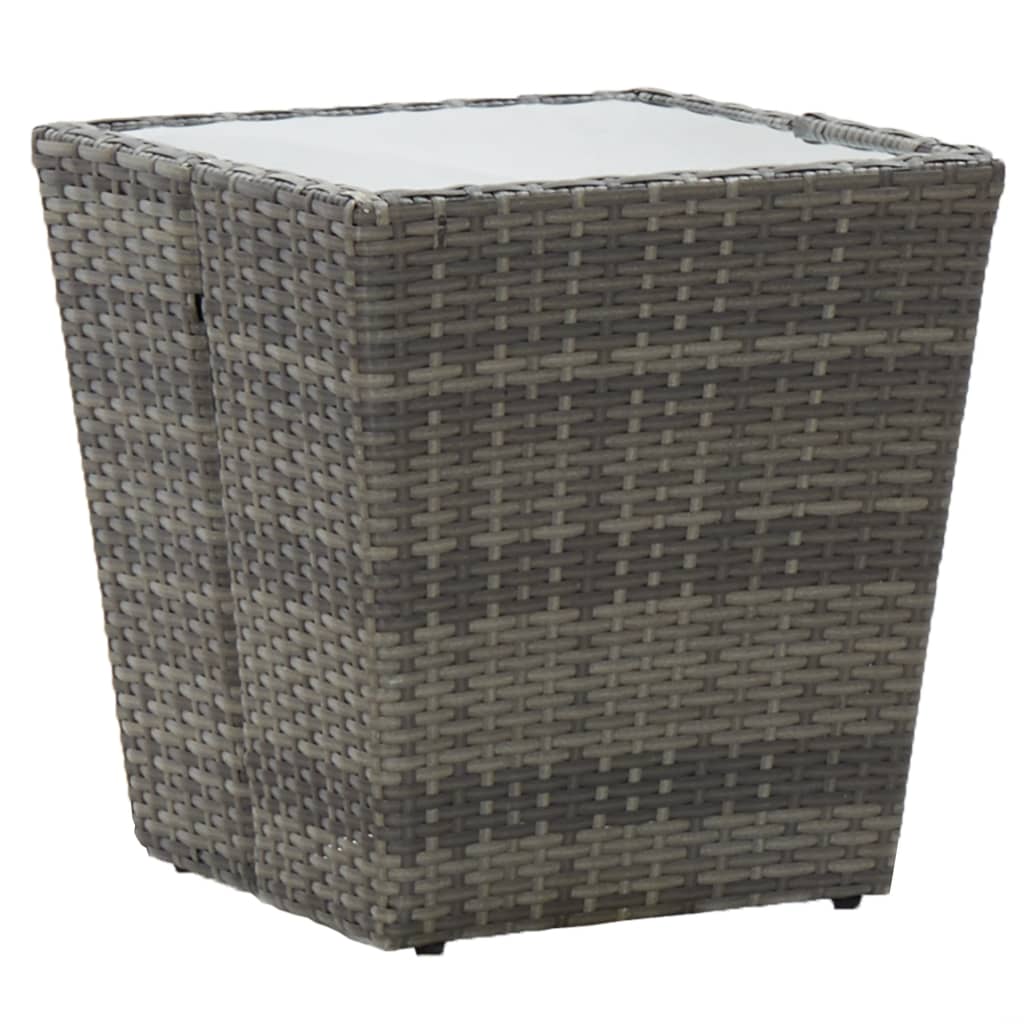 vidaXL Tea Table | Grey and transparent | PE rattan, steel, tempered glass 1