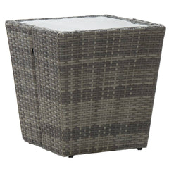 vidaXL Tea Table | Grey and transparent | PE rattan, steel, tempered glass 1