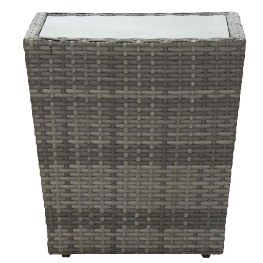 vidaXL Tea Table | Grey and transparent | PE rattan, steel, tempered glass 2