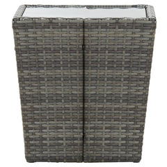 vidaXL Tea Table | Grey and transparent | PE rattan, steel, tempered glass 3