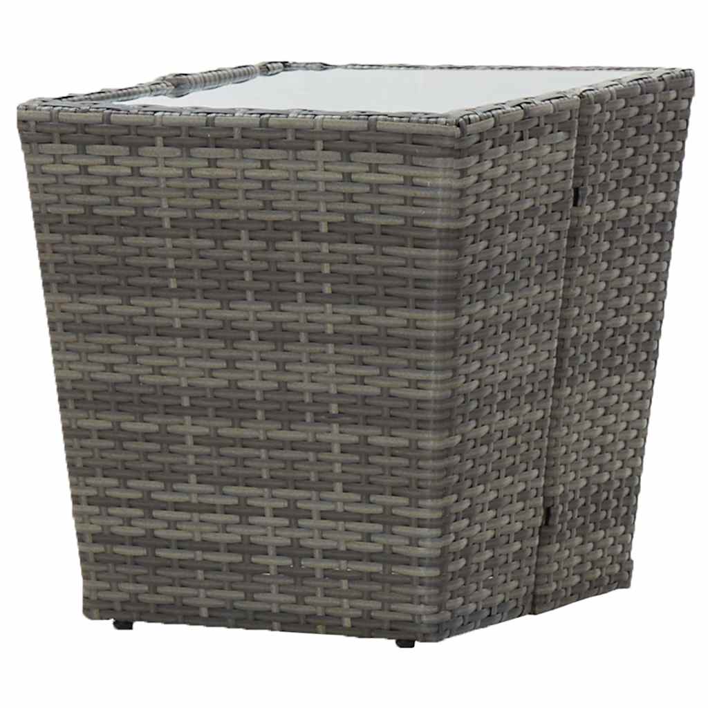 vidaXL Tea Table | Grey and transparent | PE rattan, steel, tempered glass 4