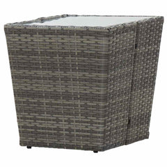 vidaXL Tea Table | Grey and transparent | PE rattan, steel, tempered glass 4