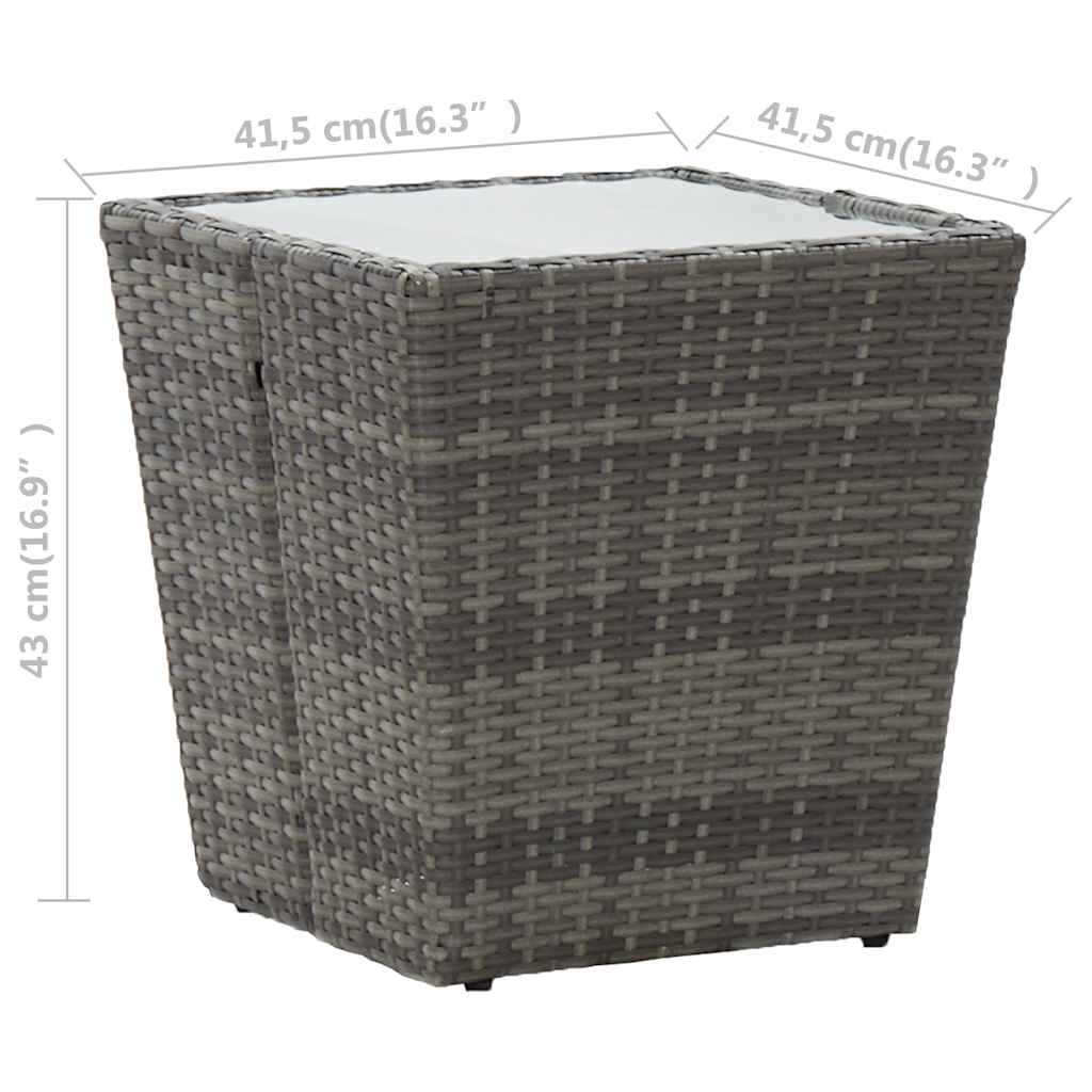 vidaXL Tea Table | Grey and transparent | PE rattan, steel, tempered glass 6